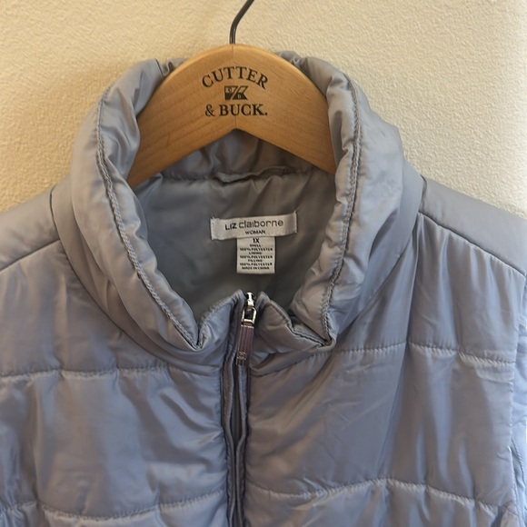 Liz Claiborne Puff Vest Full Zip Blue Gray Womens Size 1X Lightweight Pockets - Picture 5 of 11